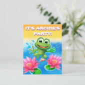 カエルの誕生日のカスタムのパーティの招待状の跳躍 招待状 (スタンド正面)