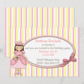 カエルの誕生日のパーティの招待状を持つプリンセス 招待状 (正面/裏面)