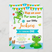 カエルの誕生日の招待グリーン爬虫類の招待 招待状 (正面/裏面)