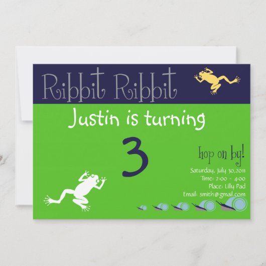 カエルの誕生日の招待状 招待状 (正面)