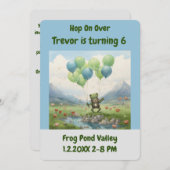 カエルの誕生日パーティーに飛び込む 招待状 (正面/裏面)