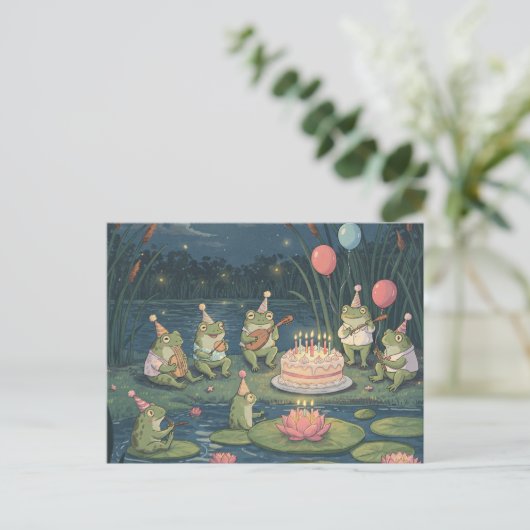 カエルの誕生日ポストカード ポストカード (スタンド正面)