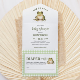 カエルの赤ちゃんシャワーを浴びる オールインワン招待状