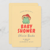 カエルの赤ちゃんシャワー付きききのこ 招待状 (正面/裏面)