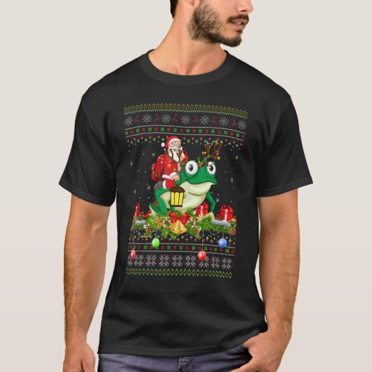 カエルの醜いサンタ乗りカエルのクリスマス Tシャツ (正面)