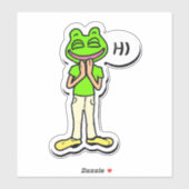 カエルの頭が微笑む男AIアート シール (シート)