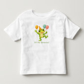 カエルの風船のオリジナルバルーン 赤ちゃん 幼児 誕生日 トドラーTシャツ (正面)