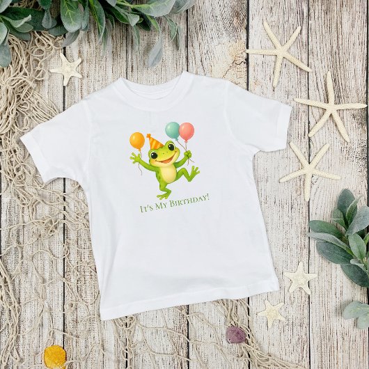 カエルの風船のオリジナルバルーン 赤ちゃん 幼児 誕生日 トドラーTシャツ