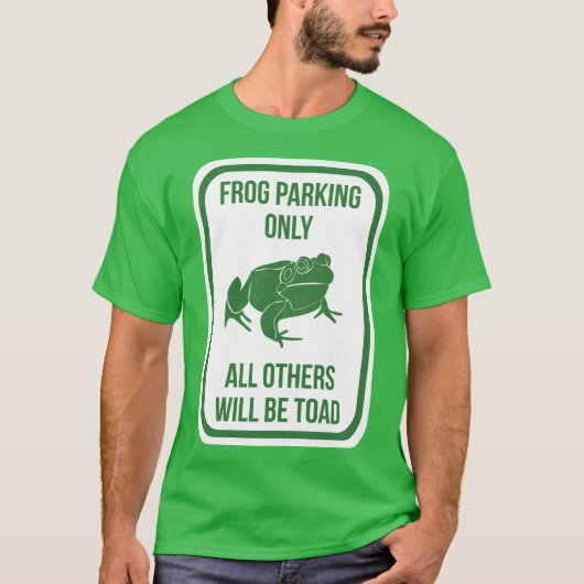 カエルの駐車場のみおもしろい記号 Tシャツ (正面)