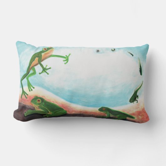 カエルの驚くべきライフサイクル ランバークッション (正面)