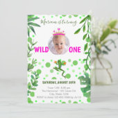 カエルの1歳の誕生日 プリンセス ベイビー キッズ パーティー 招待状 (スタンド正面)