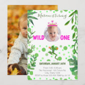 カエルの1歳の誕生日 プリンセス ベイビー キッズ パーティー 招待状 (正面/裏面)