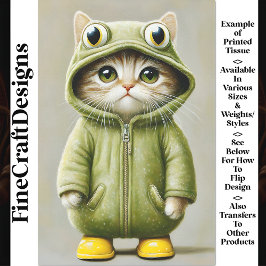 カエルのAL3デコパージュに着飾ったかわいいウィムジーの子猫 薄葉紙