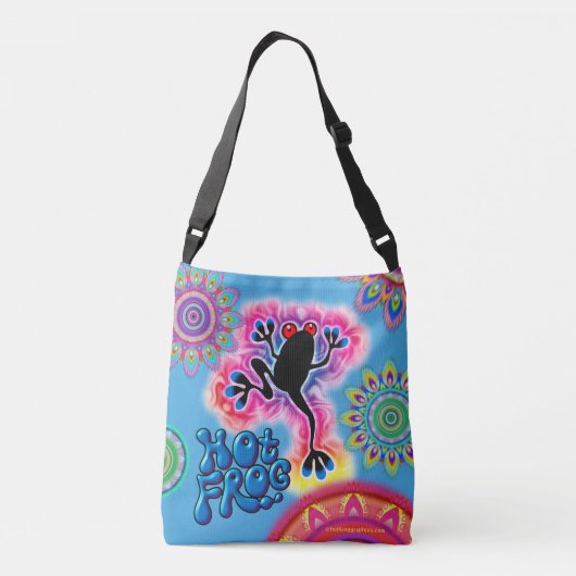 カエルのBohoの熱い波のサイケデリックな交差体のバッグ クロスボディバッグ (裏面)