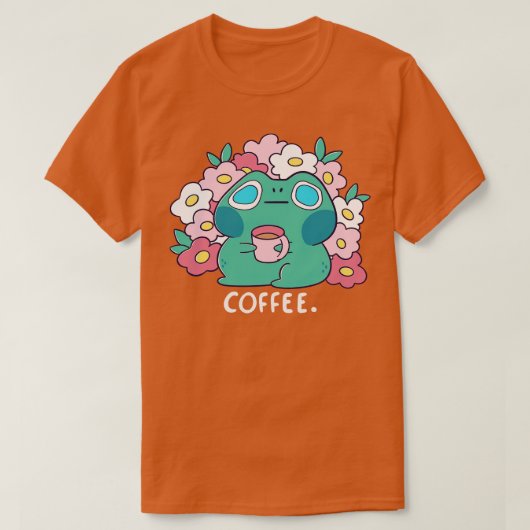 カエルはコーヒーを飲む Tシャツ (デザイン正面)