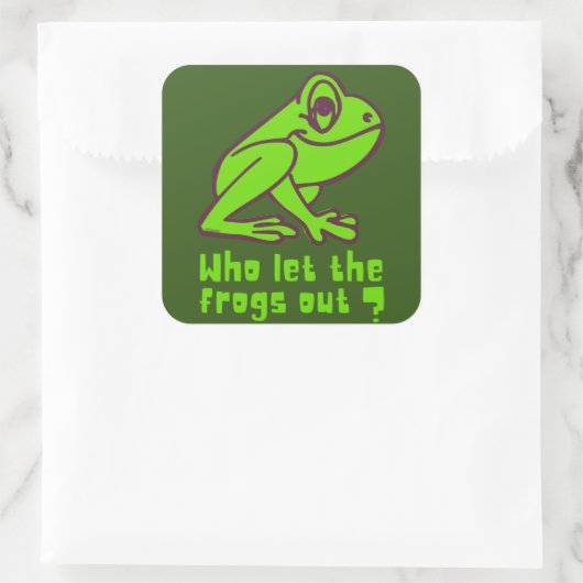 カエルはパチンと鳴おもしろいき声をあげた スクエアシール (バッグ)