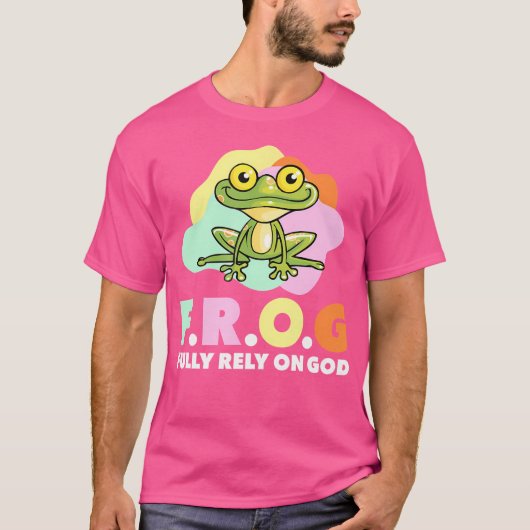 カエルは完全に神のグリーンカエルの動物に依存 Tシャツ (正面)