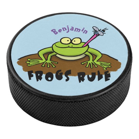 カエルは緑のおもしろいカエルの漫画を支配 アイスホッケーパック (3/4)