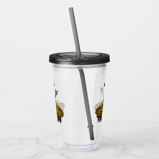 カエルは緑のおもしろいカエルの漫画を支配 アクリルタンブラー (左)