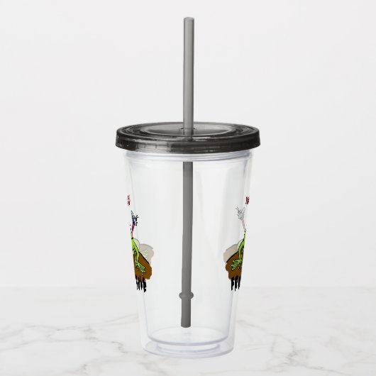 カエルは緑のおもしろいカエルの漫画を支配 アクリルタンブラー (右)