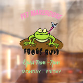 カエルは緑のおもしろいカエルの漫画を支配 ウィンドウサイン (シート2)