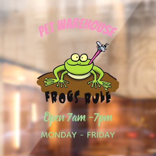 カエルは緑のおもしろいカエルの漫画を支配 ウィンドウサイン (シート2)