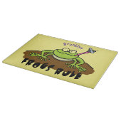 カエルは緑のおもしろいカエルの漫画を支配 カッティングボード (角)