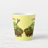 カエルは緑のおもしろいカエルの漫画を支配 カフェラテマグ (正面)