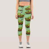 カエルは緑のおもしろいカエルの漫画を支配 カプリレギンス (正面)