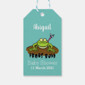 カエルは緑のおもしろいカエルの漫画を支配 ギフトタグ (裏面)