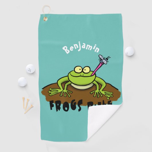 カエルは緑のおもしろいカエルの漫画を支配 ゴルフタオル (インサイチュ)