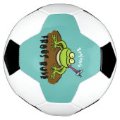 カエルは緑のおもしろいカエルの漫画を支配 サッカーボール (回転)