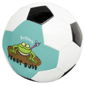 カエルは緑のおもしろいカエルの漫画を支配 サッカーボール (3/4)