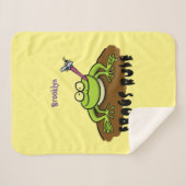 カエルは緑のおもしろいカエルの漫画を支配 シェルパブランケット (正面(横))