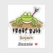 カエルは緑のおもしろいカエルの漫画を支配 シール (シート)