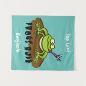 カエルは緑のおもしろいカエルの漫画を支配 タペストリー (正面(横))