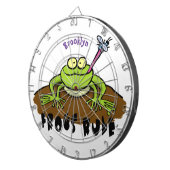 カエルは緑のおもしろいカエルの漫画を支配 ダーツボード (正面右)