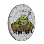 カエルは緑のおもしろいカエルの漫画を支配 ダーツボード (正面左)