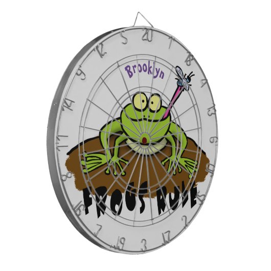 カエルは緑のおもしろいカエルの漫画を支配 ダーツボード (正面左)