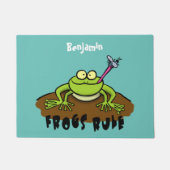 カエルは緑のおもしろいカエルの漫画を支配 ドアマット (正面)