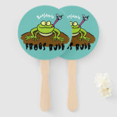 カエルは緑のおもしろいカエルの漫画を支配 ハンドファン (正面&裏面)