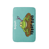 カエルは緑のおもしろいカエルの漫画を支配 バスマット (正面縦)