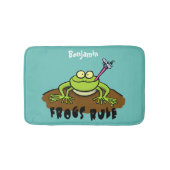 カエルは緑のおもしろいカエルの漫画を支配 バスマット (正面)