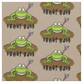 カエルは緑のおもしろいカエルの漫画を支配 ファブリック (クローズアップ)