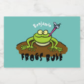 カエルは緑のおもしろいカエルの漫画を支配 フードラベル (シングルラベル)