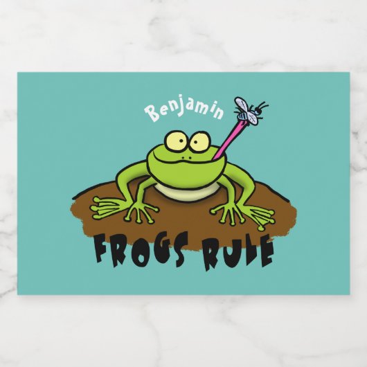 カエルは緑のおもしろいカエルの漫画を支配 フードラベル (シングルラベル)