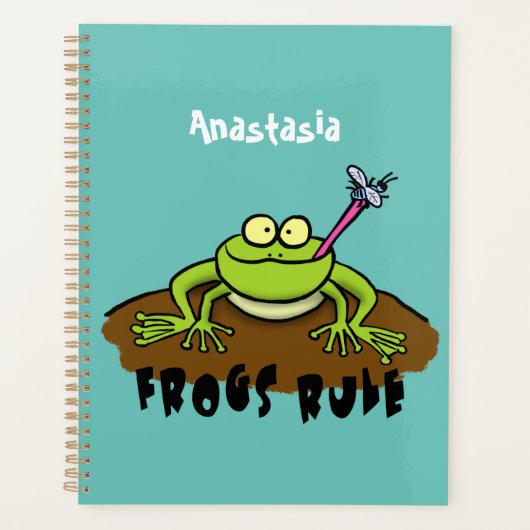 カエルは緑のおもしろいカエルの漫画を支配 プランナー手帳 (正面)