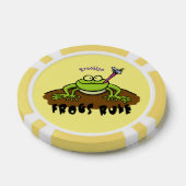カエルは緑のおもしろいカエルの漫画を支配 ポーカーチップ (シングル)