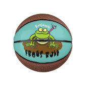 カエルは緑のおもしろいカエルの漫画を支配 ミニバスケットボール (正面)