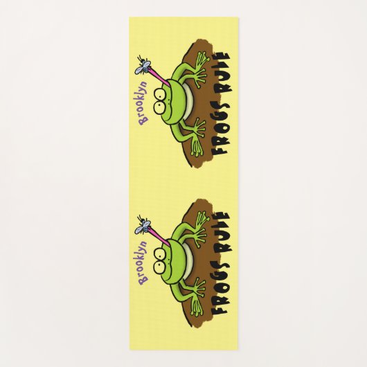 カエルは緑のおもしろいカエルの漫画を支配 ヨガマット (正面)